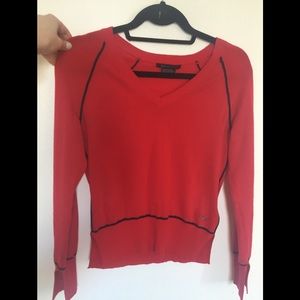 Armani Exchange Red Cotton Long Sleeve Shirt XS